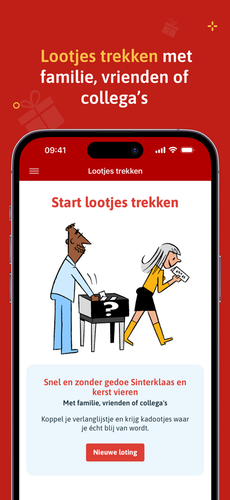 Lijstje.nl - Tela do aplicativo Lijstje para sorteio de nomes do Amigo Secreto com amigos e familiares.