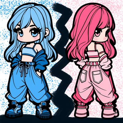 girl in crop top and baggy pants