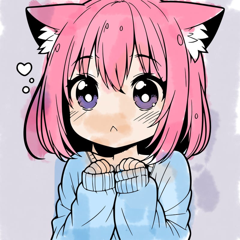 shy anime catgirl