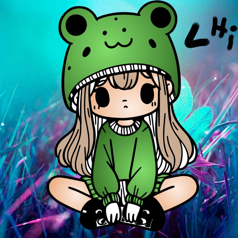 a girl wearing a frog hat and some frog socks