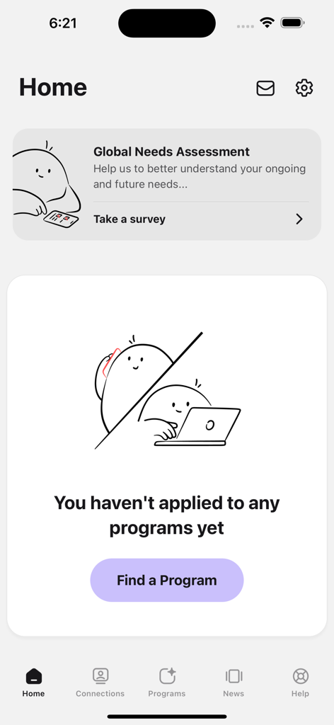 AccessRC - AccessRCアプリのホームページインターフェースで、プログラム検索のコールトゥアクションが表示されています。