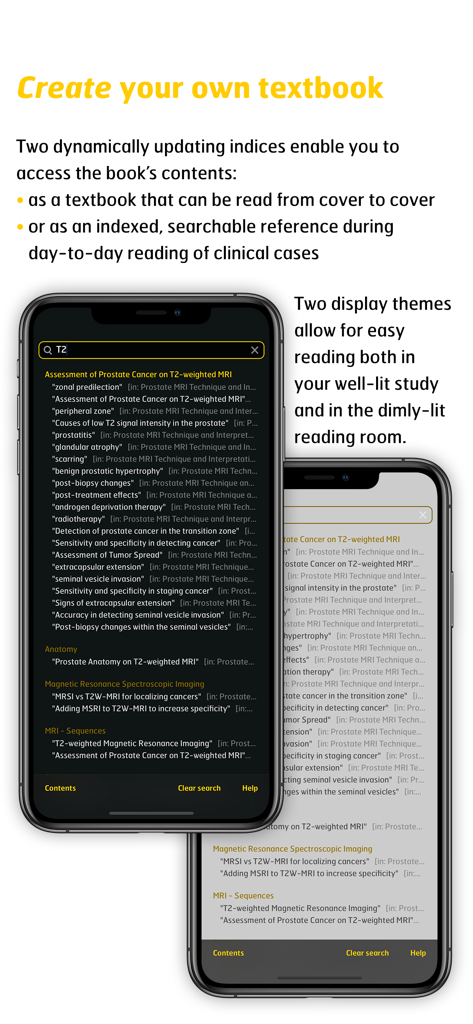 MR Imaging in Prostate Cancer - Search interface and display themes in the MR Imaging in Prostate Cancer app