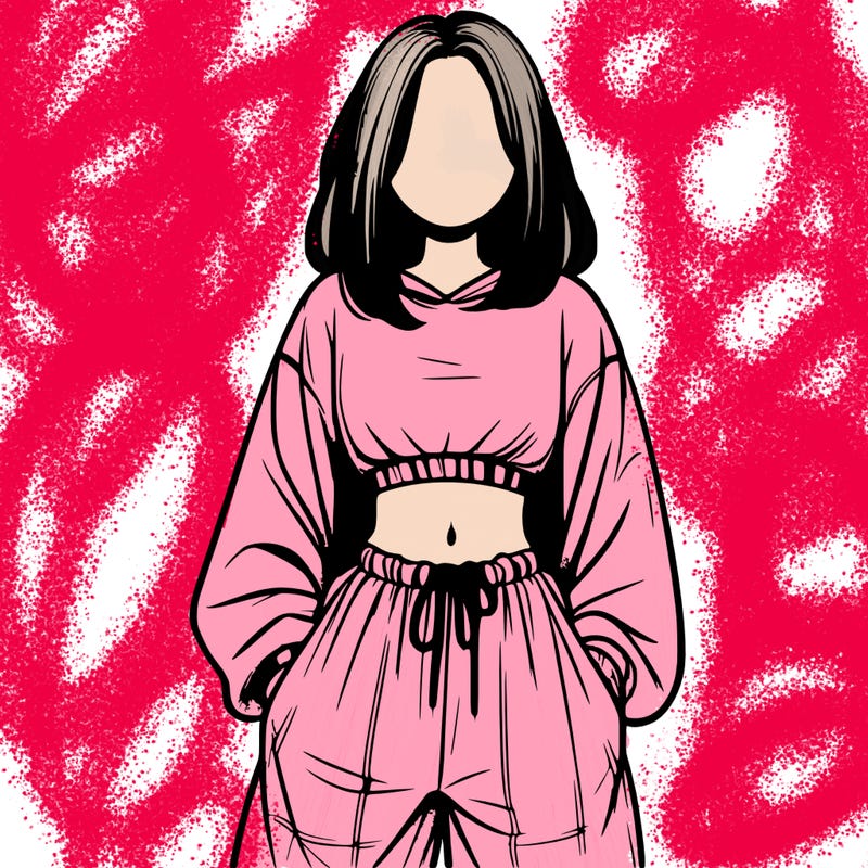 realistic girl faceless with baggy pants and a crop top