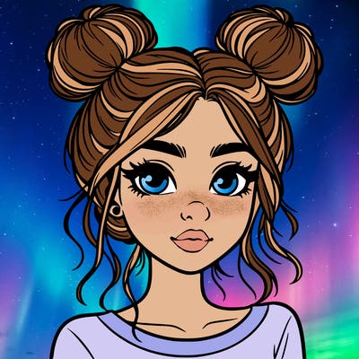 realistic girl with top buns