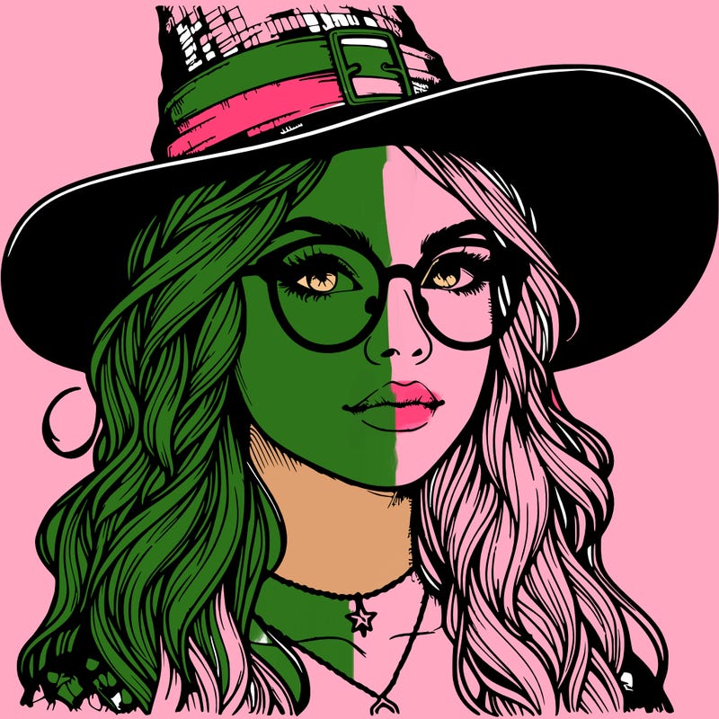 a witch with glasses realistic