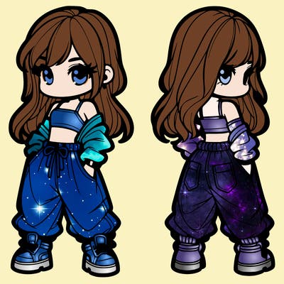 girl in crop top and baggy pants