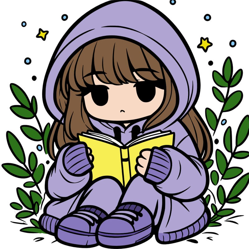 girl in oversized hoodie reading a book