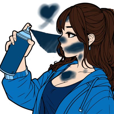 a realistic girl spray, painting