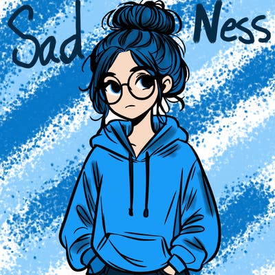 teen girl with a messy bun and glasses wearing a loose hoodie and jeans