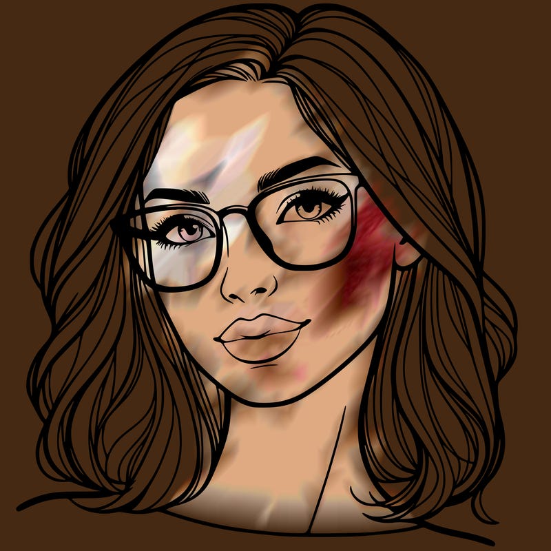 realistic woman with glasses