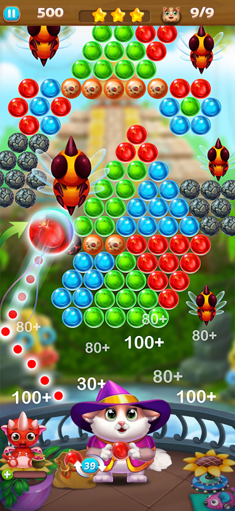 Bubble Island - Bubble Shooter - Gameplay di Bubble Island bubble shooter con un gatto strega e livelli puzzle colorati