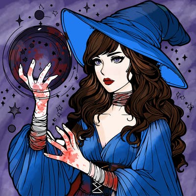 realistic women sorcerer using magic