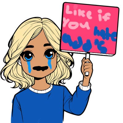 realistic girl holding up a sign