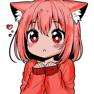 shy anime catgirl