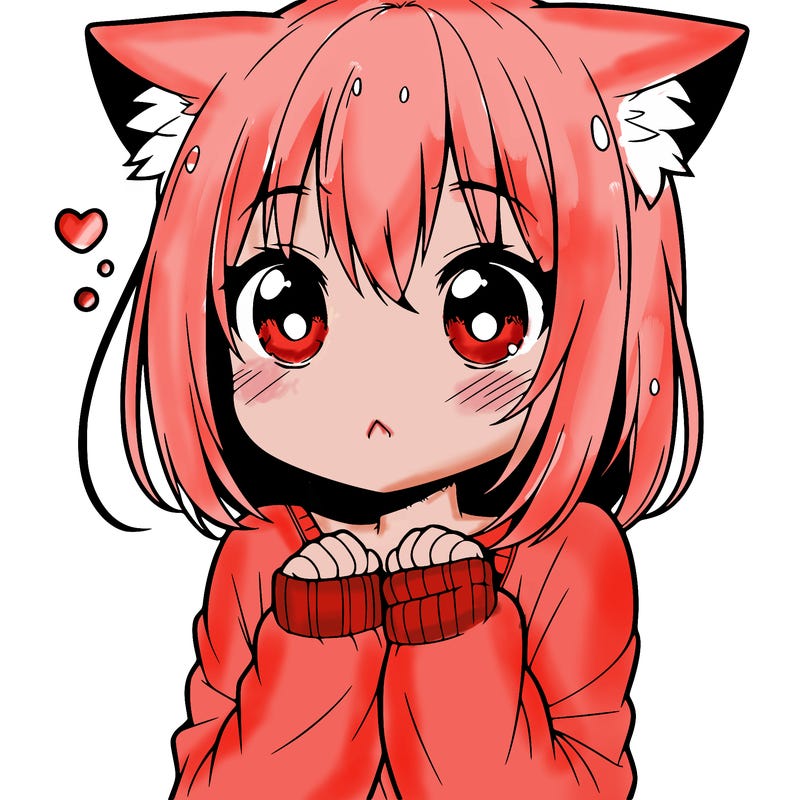 shy anime catgirl