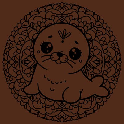 a cute baby seal mandala