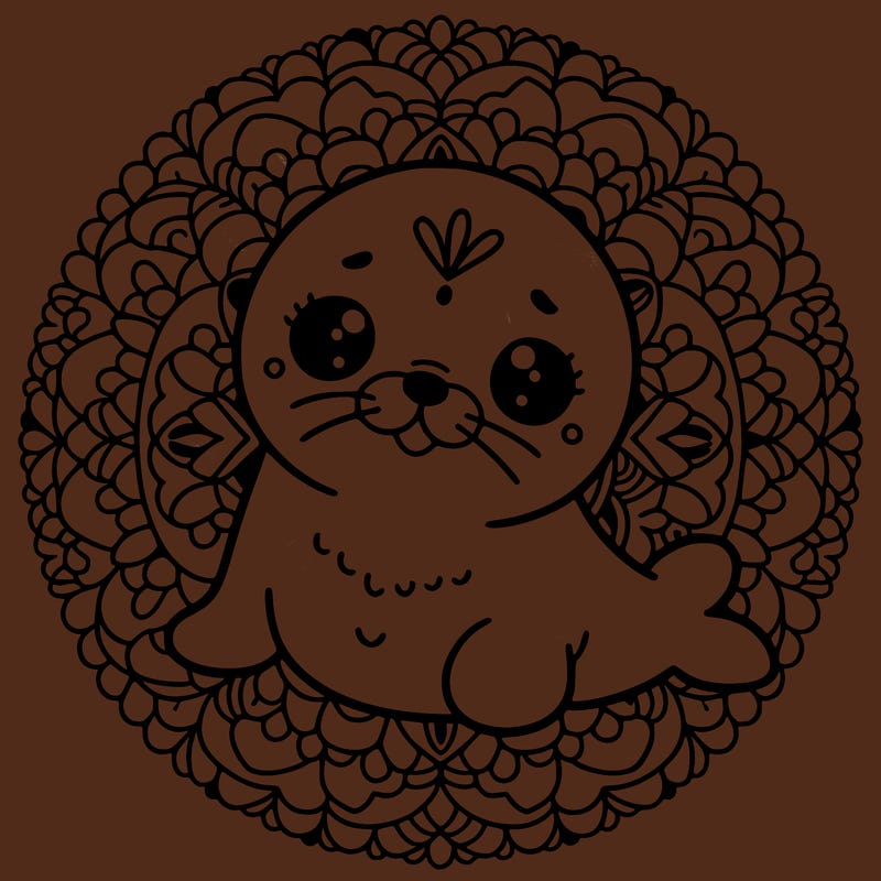 a cute baby seal mandala