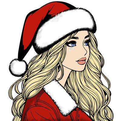 realistic girl in santa hat