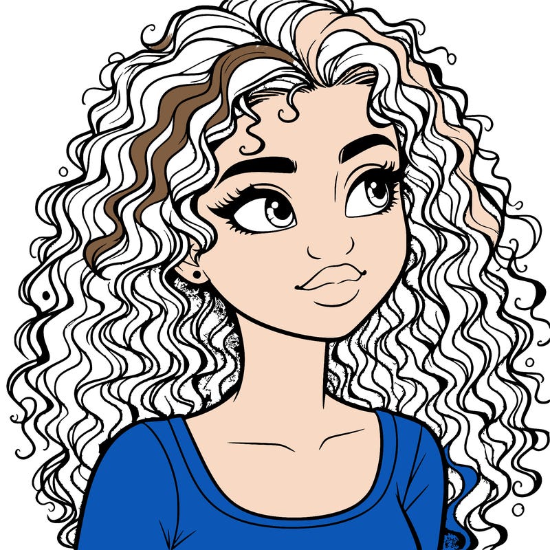 realistic girl with curly hair