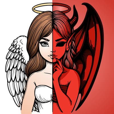 realistic angel half demon