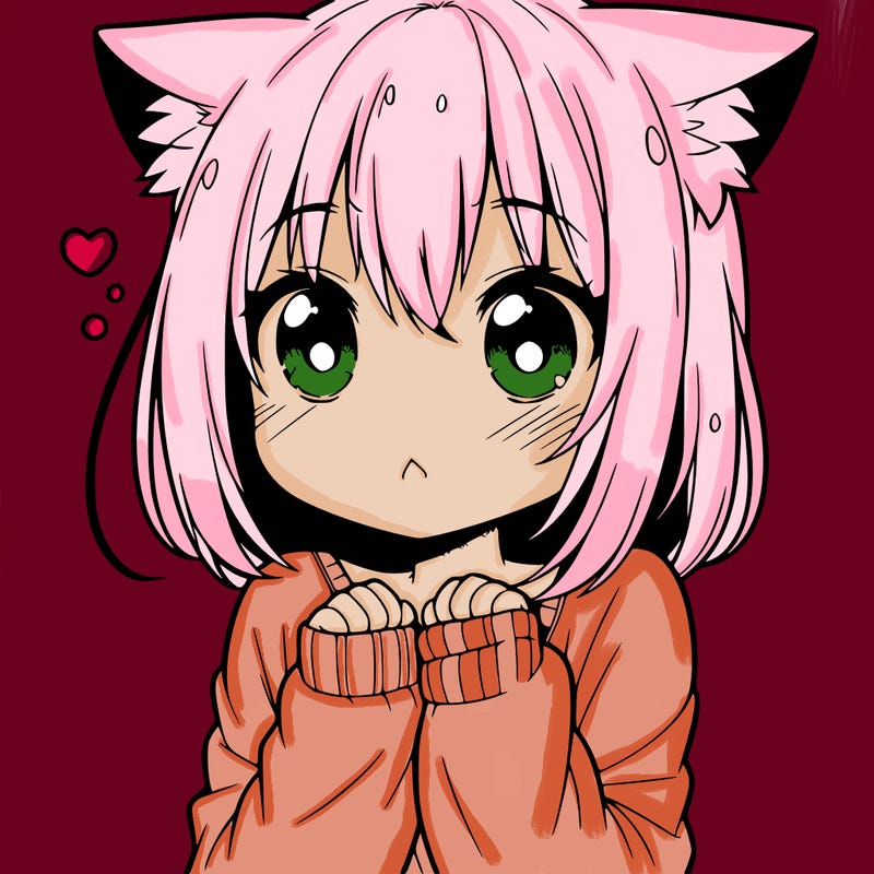 shy anime catgirl