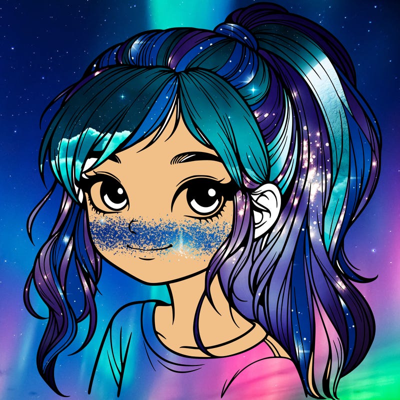 realistic girl with ponytail