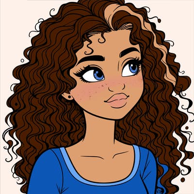 realistic girl with curly hair