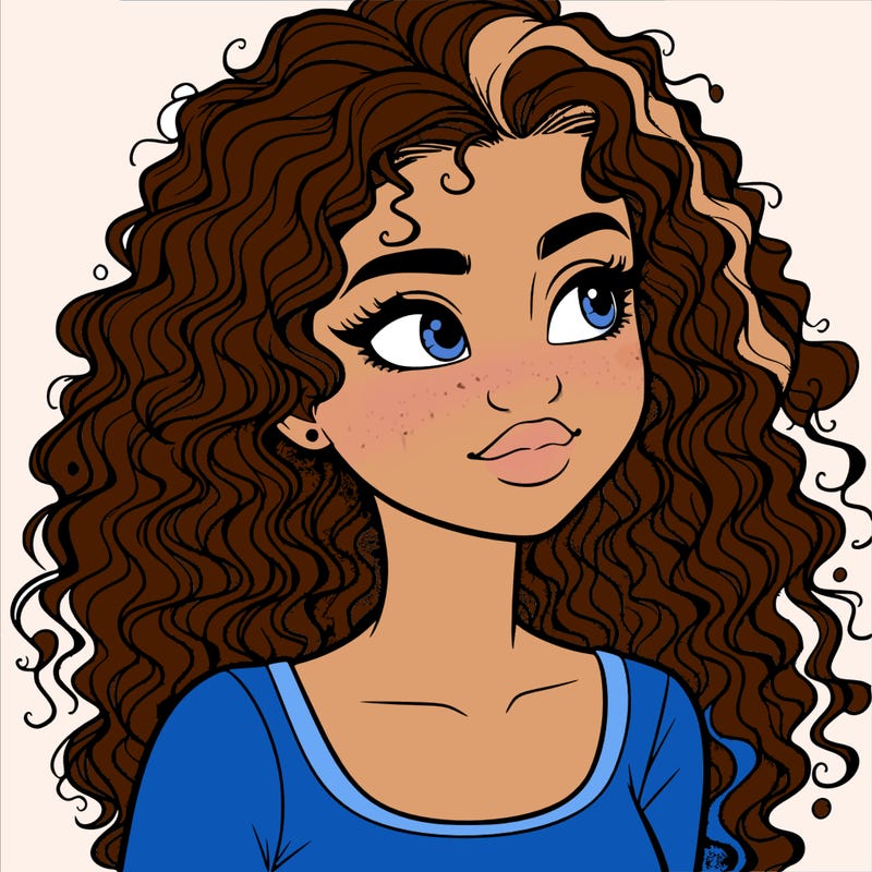 realistic girl with curly hair