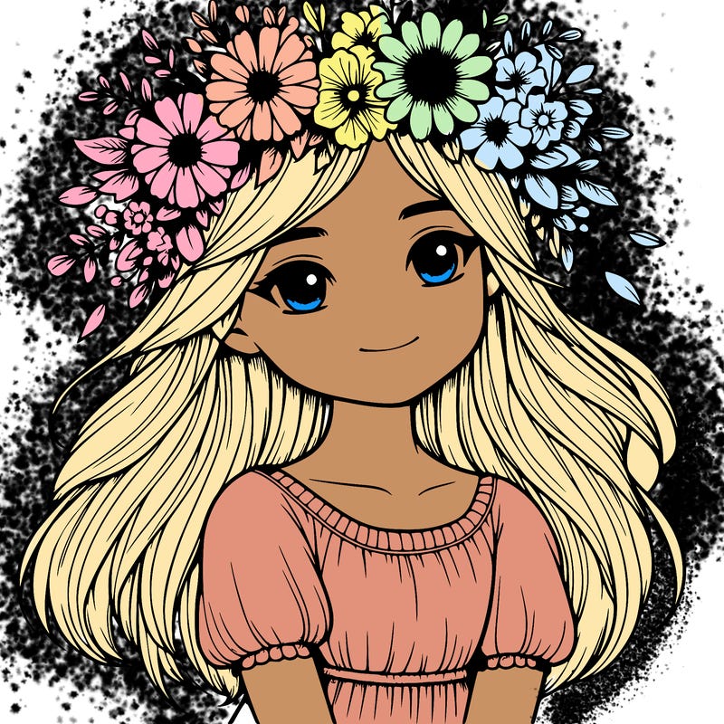 girl with flowers crown realistic