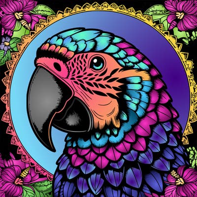 realistic parrot mandala
