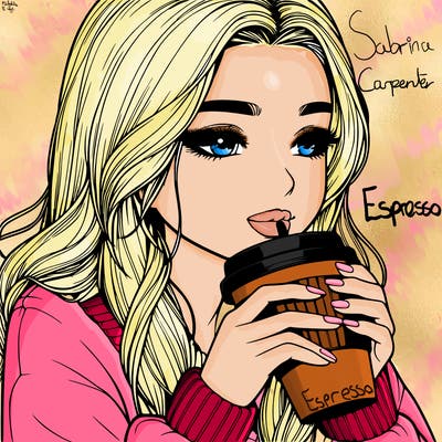 realistic girl drinking coffee