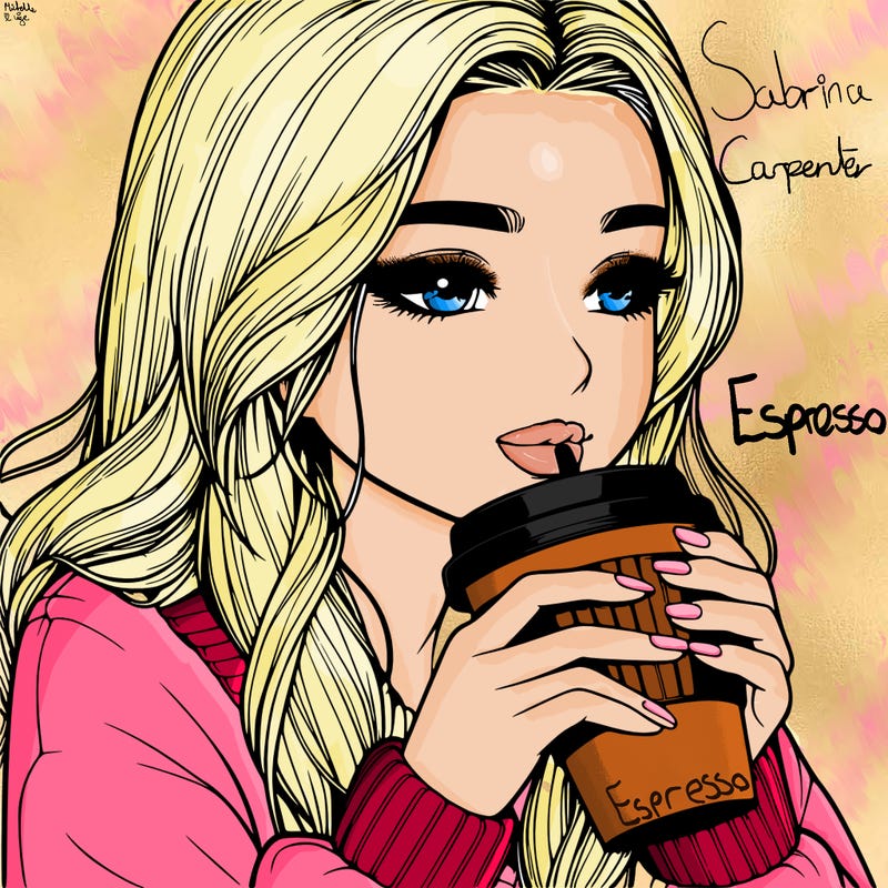 realistic girl drinking coffee