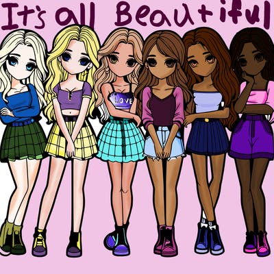 a group of girls realistic