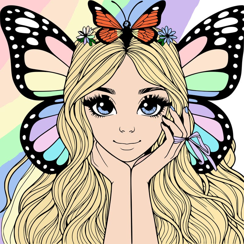 butterfly realistic girl