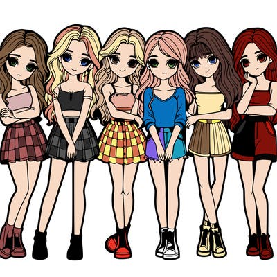 a group of girls realistic