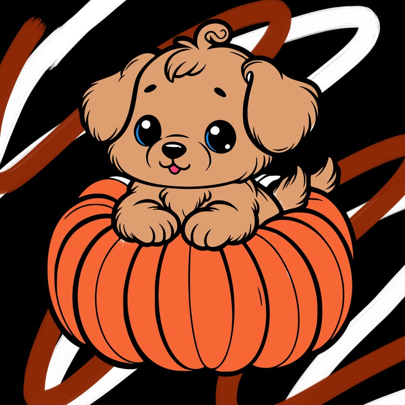 cute little puppy in a pumpkin