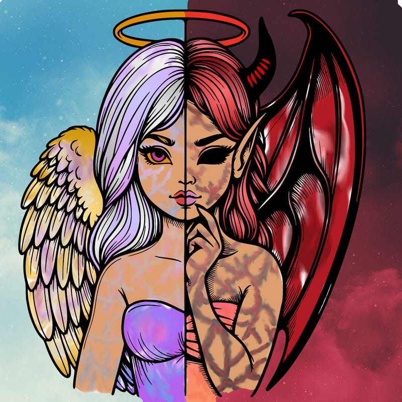 realistic angel half demon