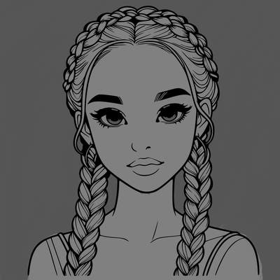 realistic girl with braids