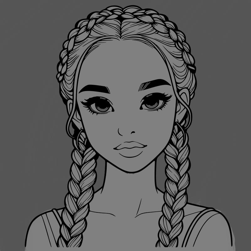 realistic girl with braids