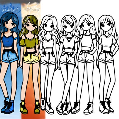 a group of girls wearing crop tops and shorts