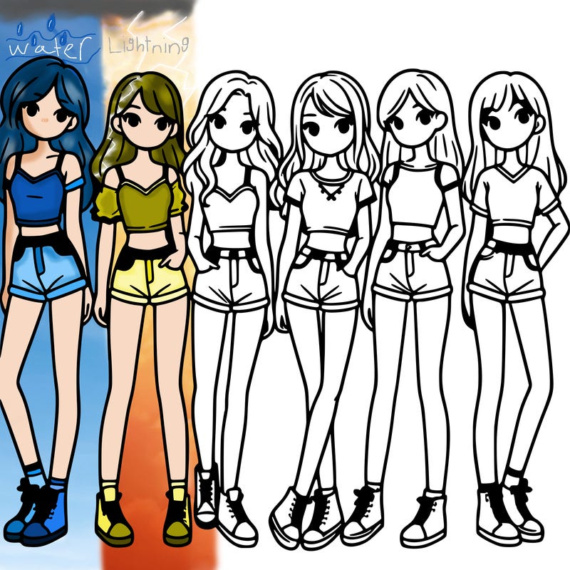 a group of girls wearing crop tops and shorts