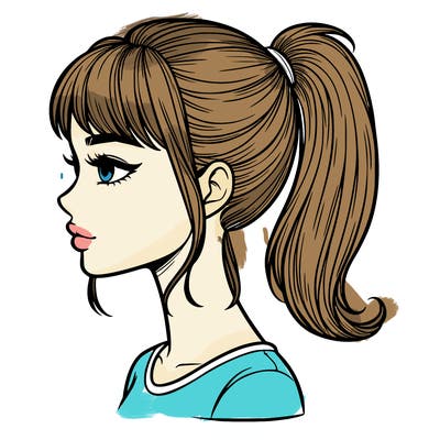 realistic woman with a pony tail hair style