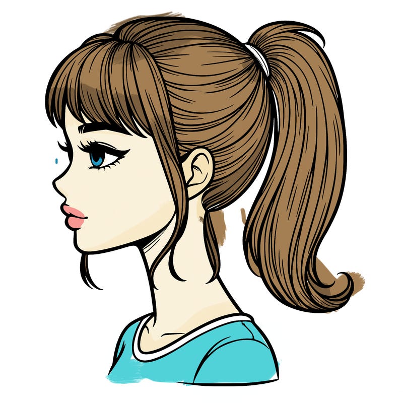 realistic woman with a pony tail hair style