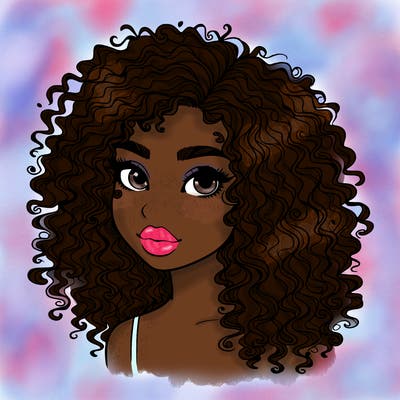 girl with curly hair realistic