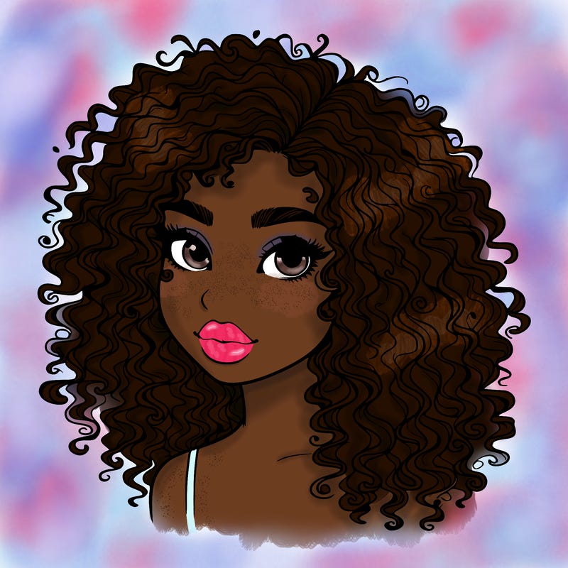 girl with curly hair realistic