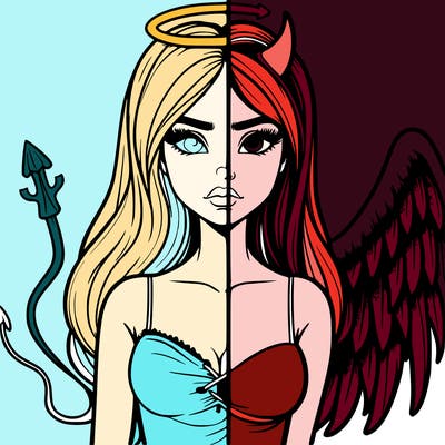 devil vs angel realistic girl