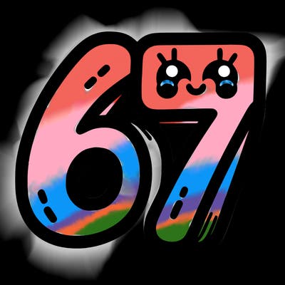 the numbers 67