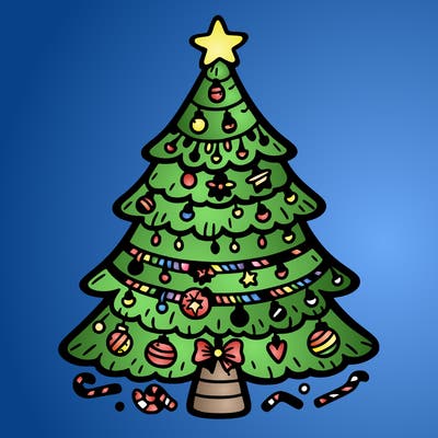 christmas tree with lots of details