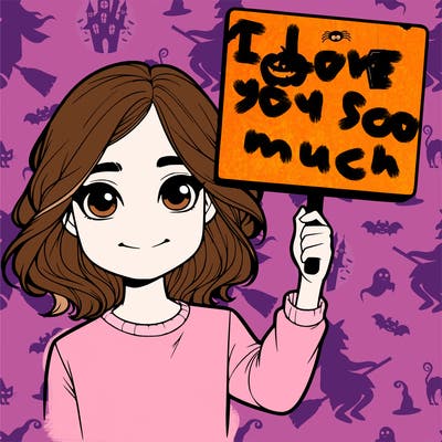 realistic girl holding up a sign