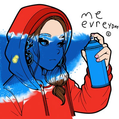 a realistic girl, spray painting